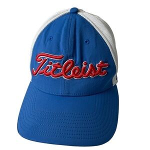 Titleist Golf Hat Cap Stretch Fit Blue White Adult Med/Large Embroidered FootJoy